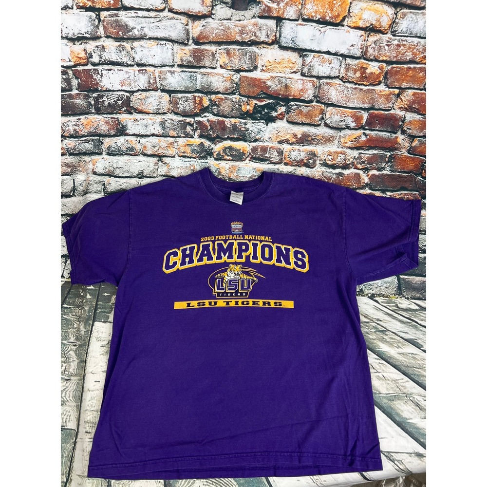 LSU Tigers Football Champions 2003 NCAA Gildan Purple‎ XL